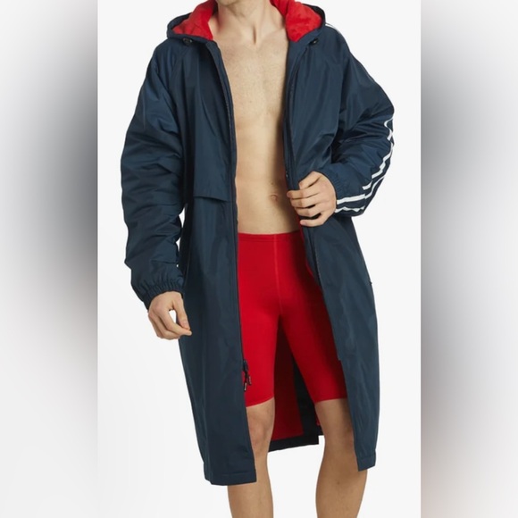 Unisex Striped Comfort Fleece-Lined Swim Parka